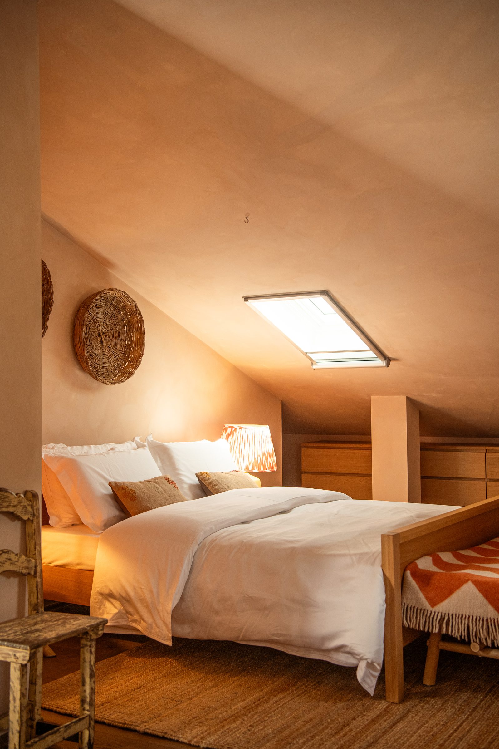 Olive Suite attic bedroom with skylight